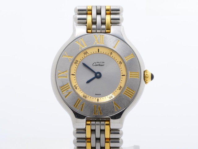 電池交換済 Cartier カルティエ マスト21 ヴァンティアン W10051F4 アイボリー 白 ホワイト SS ステンレス YG イエローゴールド コンビ レディース クォーツ 【6ヶ月保証】【腕時計】【中古】 Cartier - 電池交換済 Cartier カルティエ マスト21 ヴァンティアン