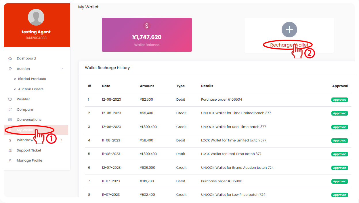 Top up wallet
