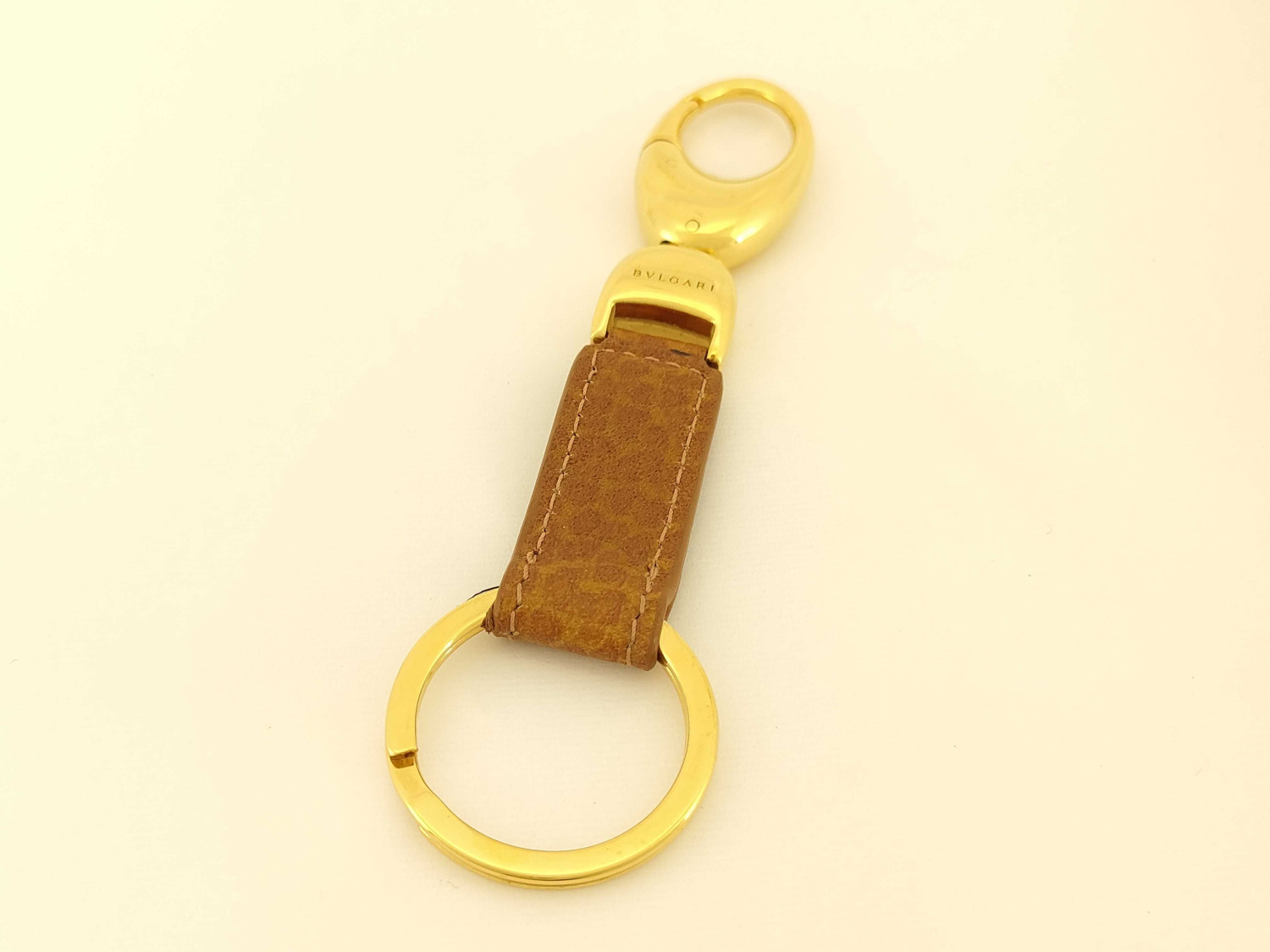 BVLGARI Leather xGP keyring gold key chain