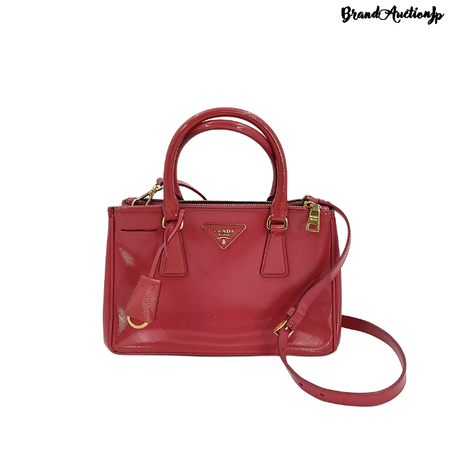 PRADA Safiano 2-way Shoulder Bag Wine red