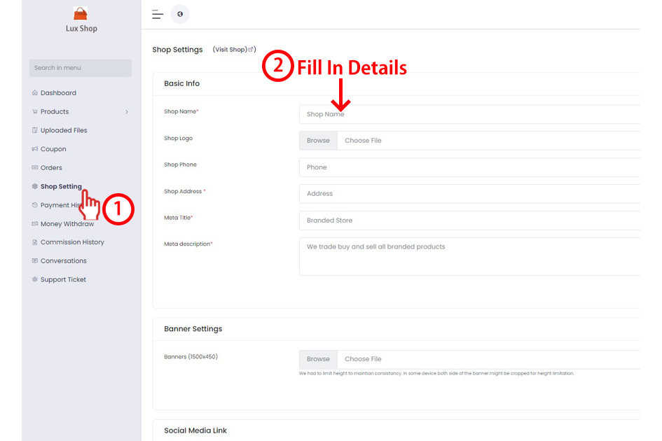 Store Settings Page