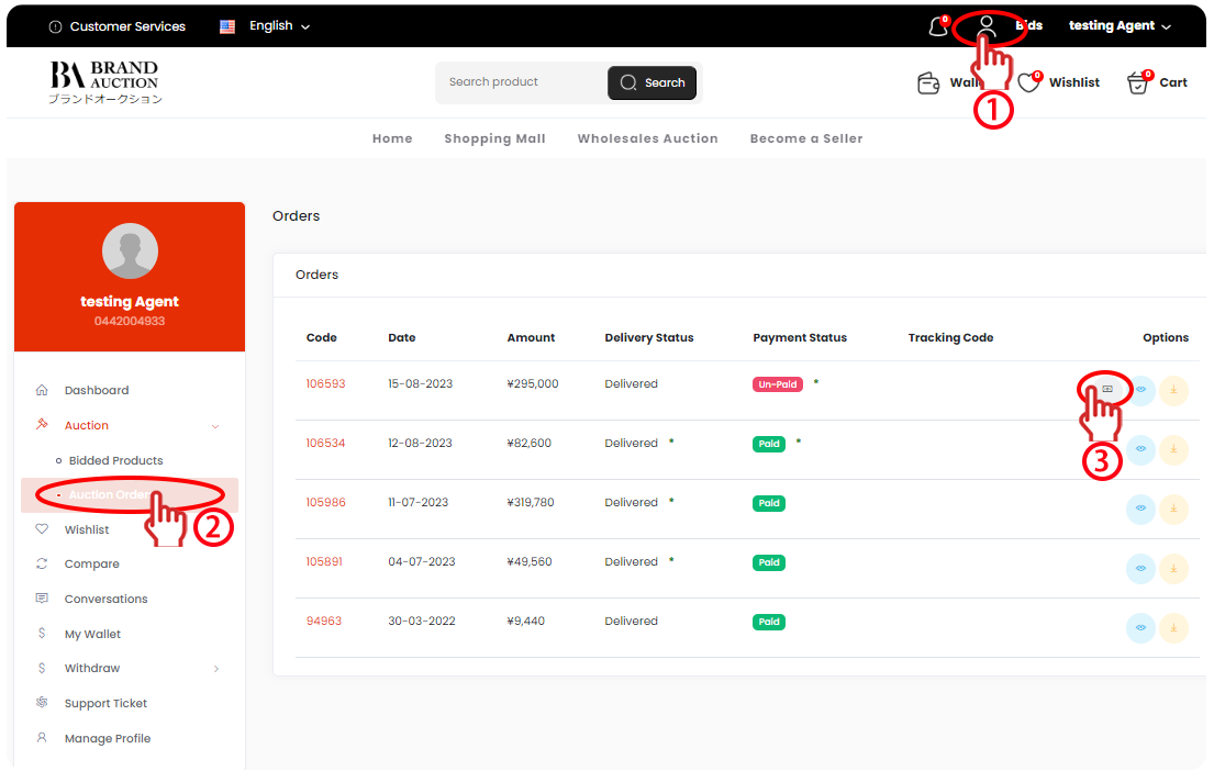 Order invoices and payment