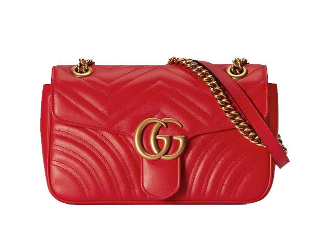 GUCCI GG Marmont Quilted Leather Shoulder Bag Red