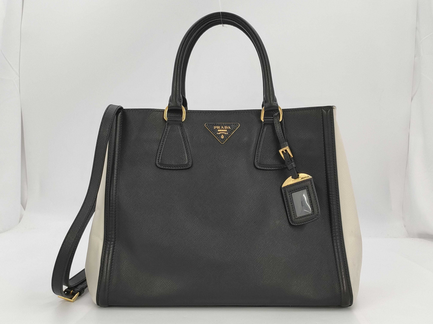 PRADA Shoulder Bag BLACK AND WHITE 33*12*26 Handbag
