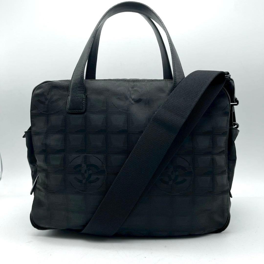 CHANEL New Travel Line Tote Bag Nylon Black CC