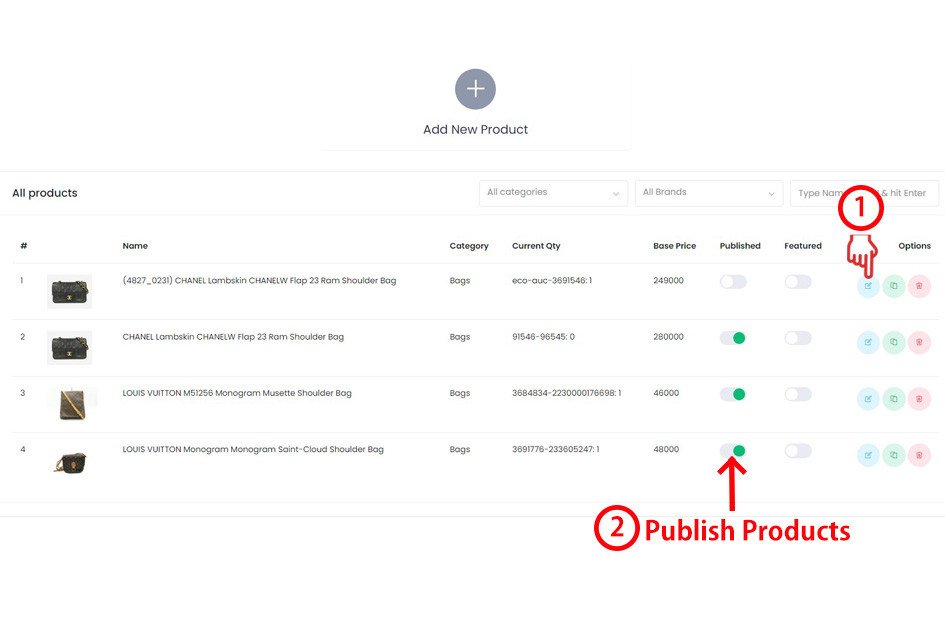 Edit and Publish Products