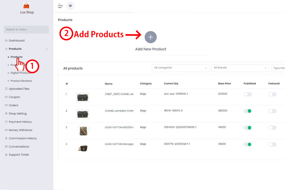 Products Page