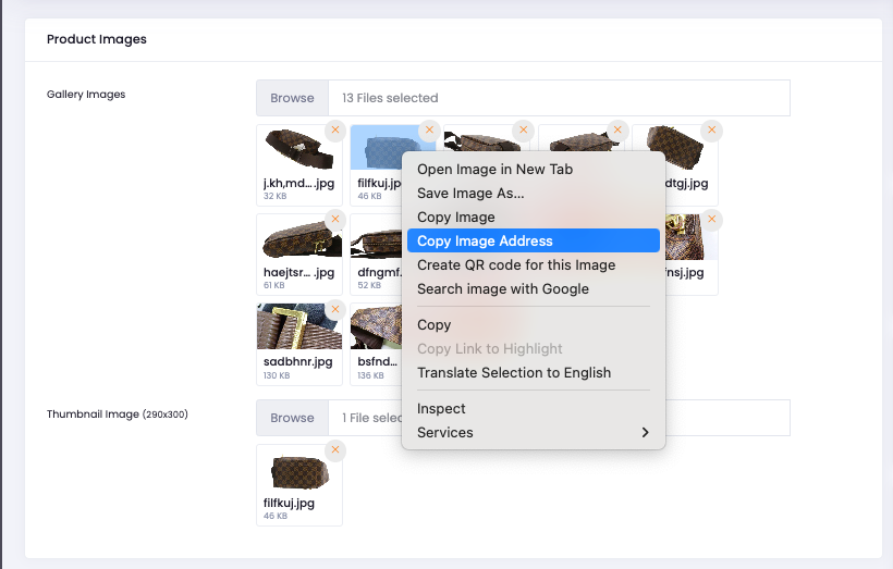 Copy image address